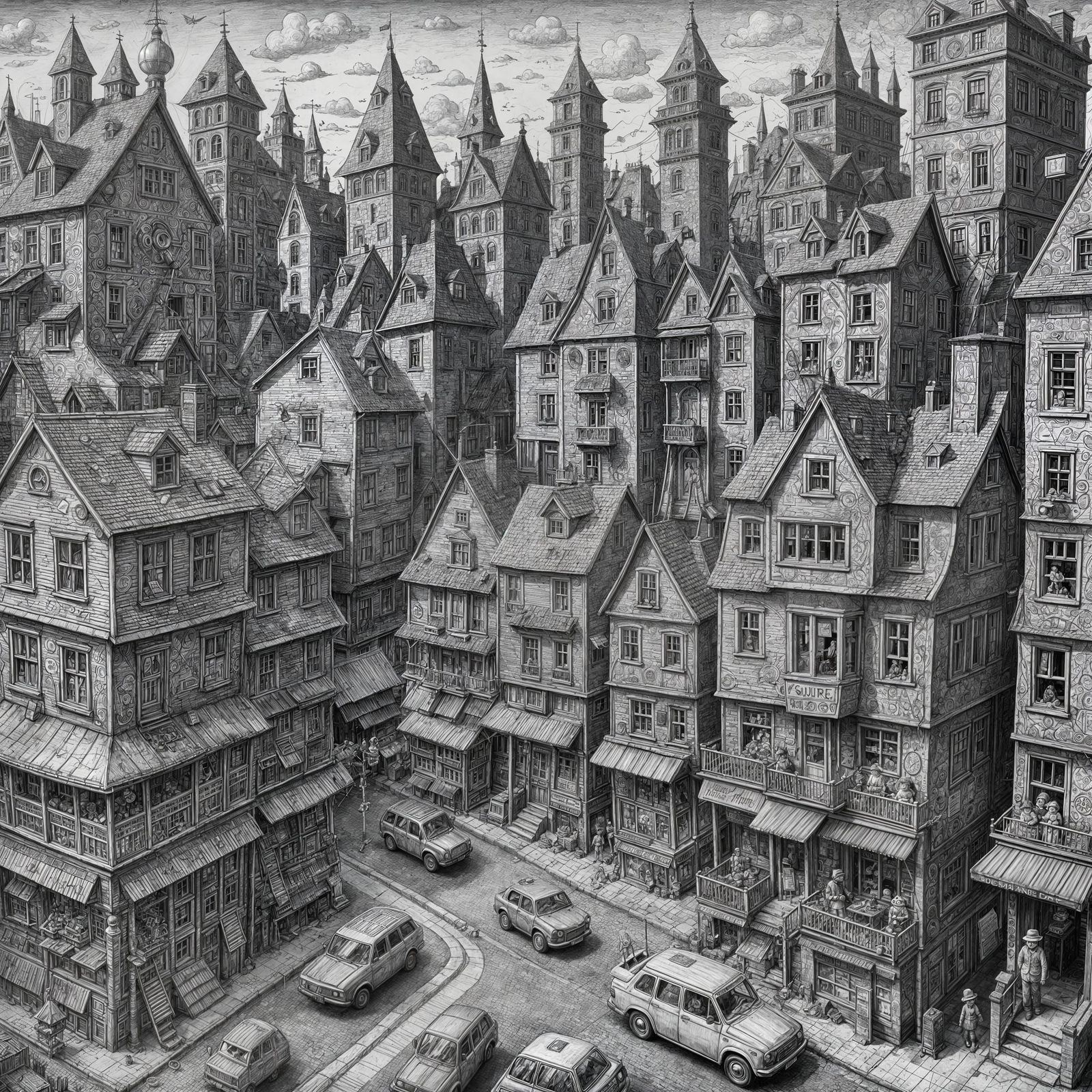 Doodle City: A Child's Drawing in Pen