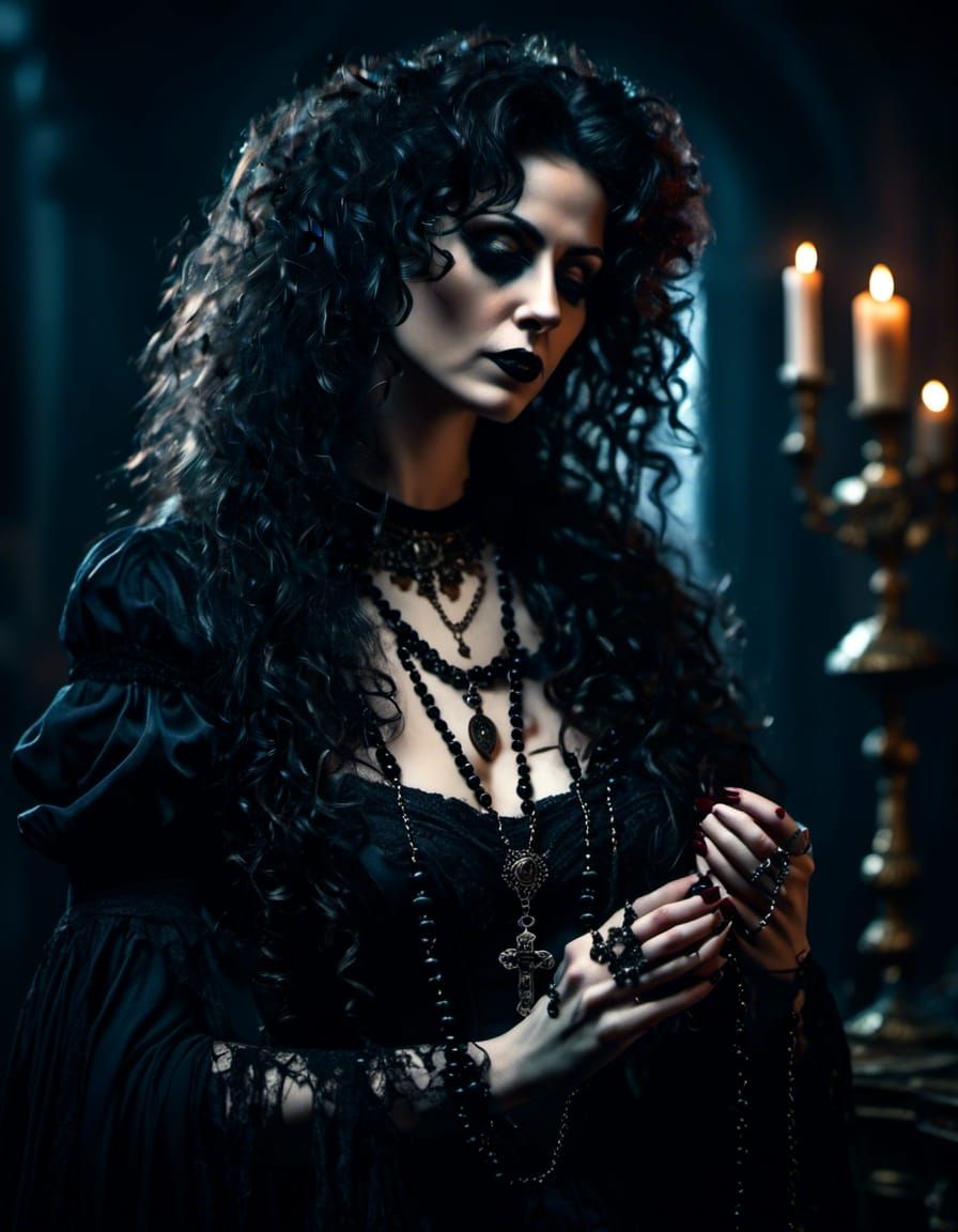 slender hands, holding a rosary