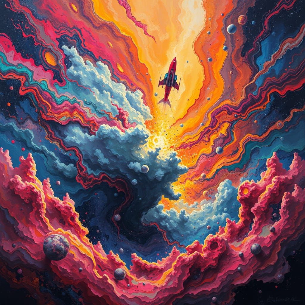 Vibrant Cosmic Explosion in Abstract Expressionist Style