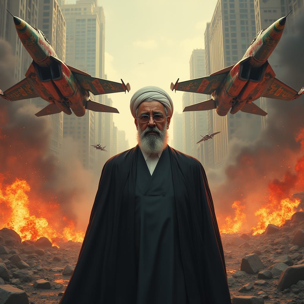 War-Torn Cityscape: Dramatic Dystopian Image