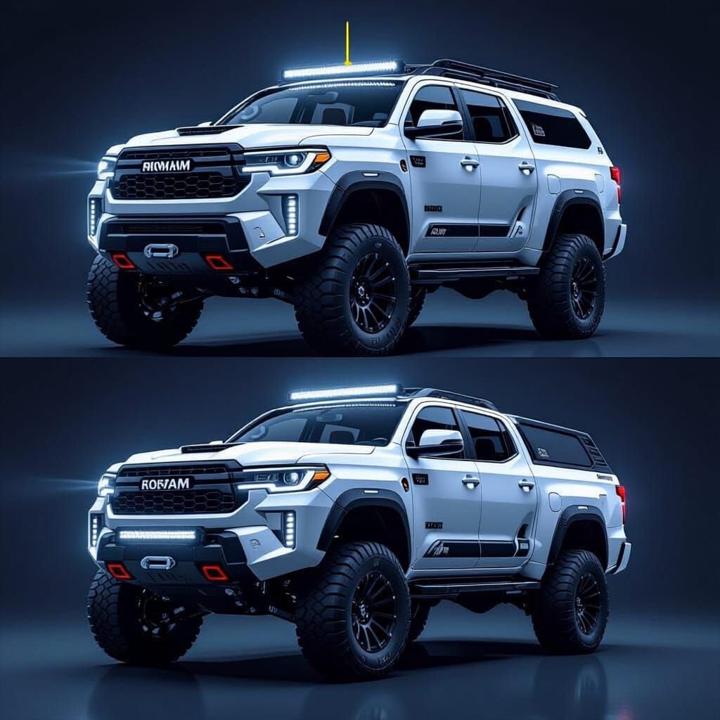 Aggressive Futuristic 4x4 Truck in Dark Metallic