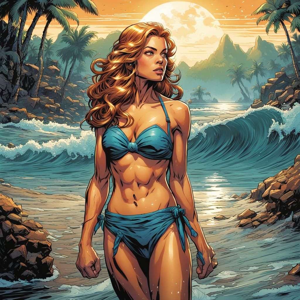 Woman in Bikini: Comic Book Style Art