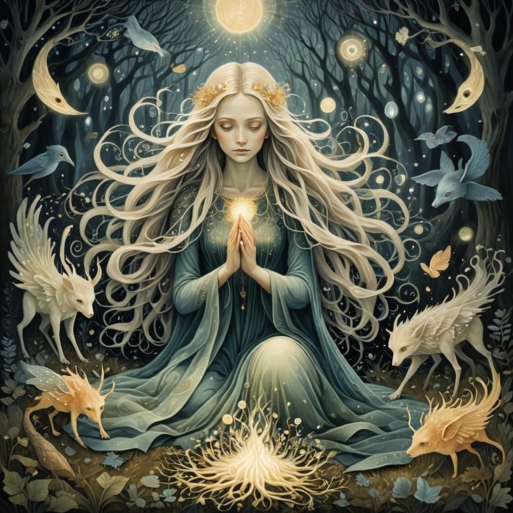 Glowing Mythical Creatures in Bio Art Collage