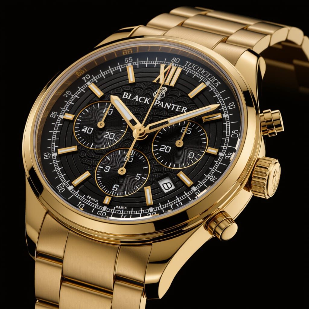 Black Panther Swiss Made Gold Timepiece