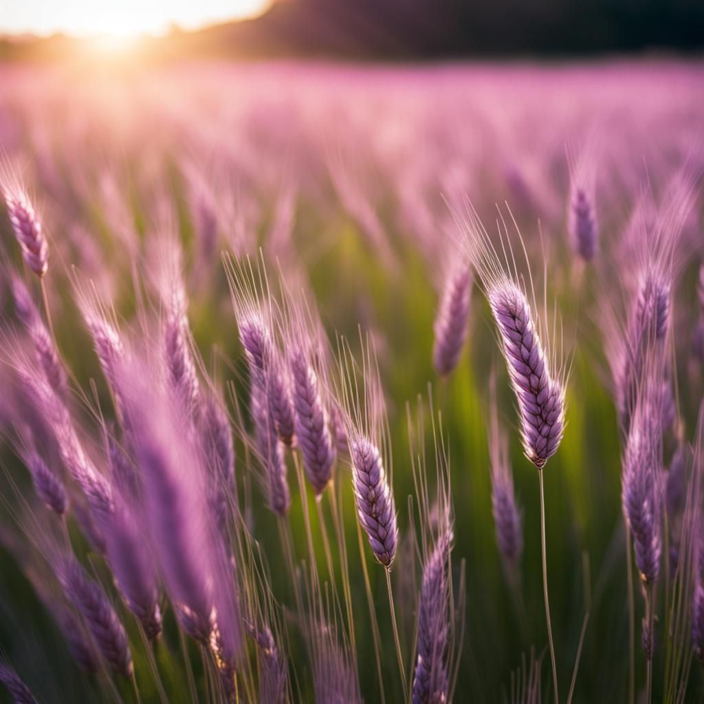 Purple Wheat Field Flowing in Sunshine