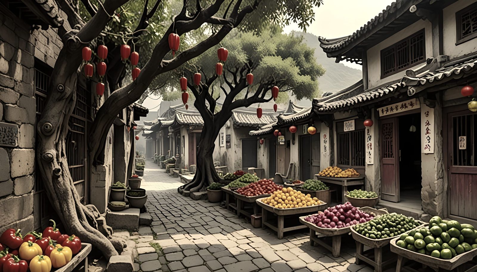 Sha Po Old Village: Ancient Olive Tree & Chinese Market