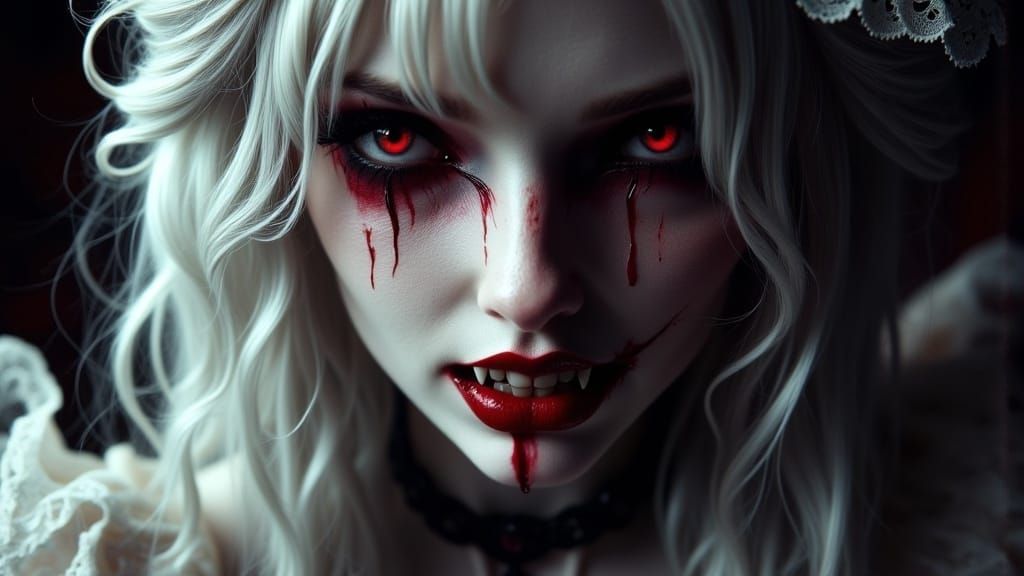 Ethereal Vampire Siren in Victorian Elegance