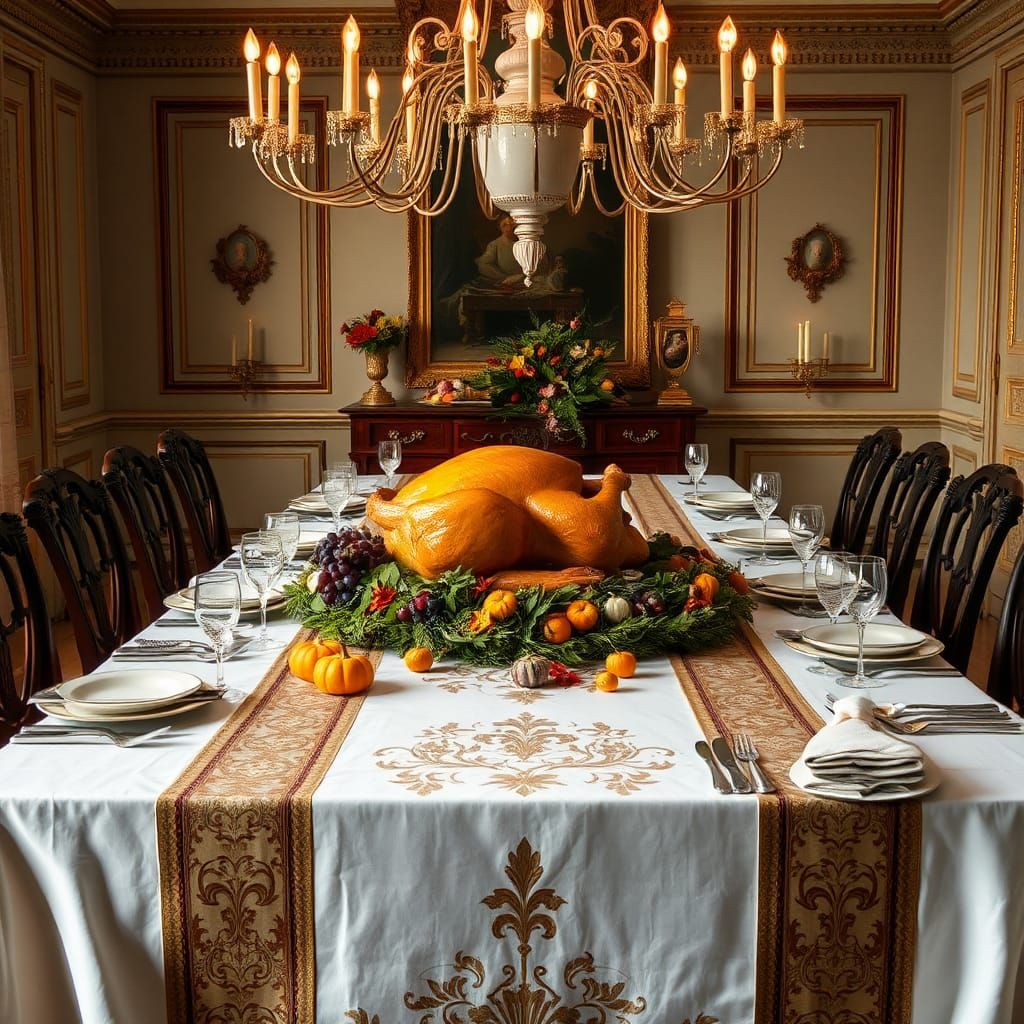 Opulent Autumn Feast in Elegant Dining Room