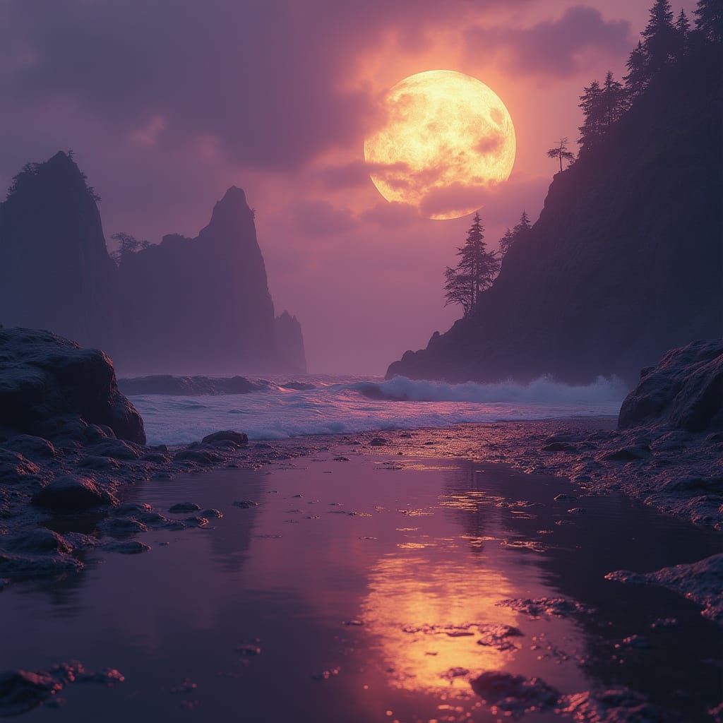 Dark Fantasy Concept Art Masterpiece in Purple and Yellow