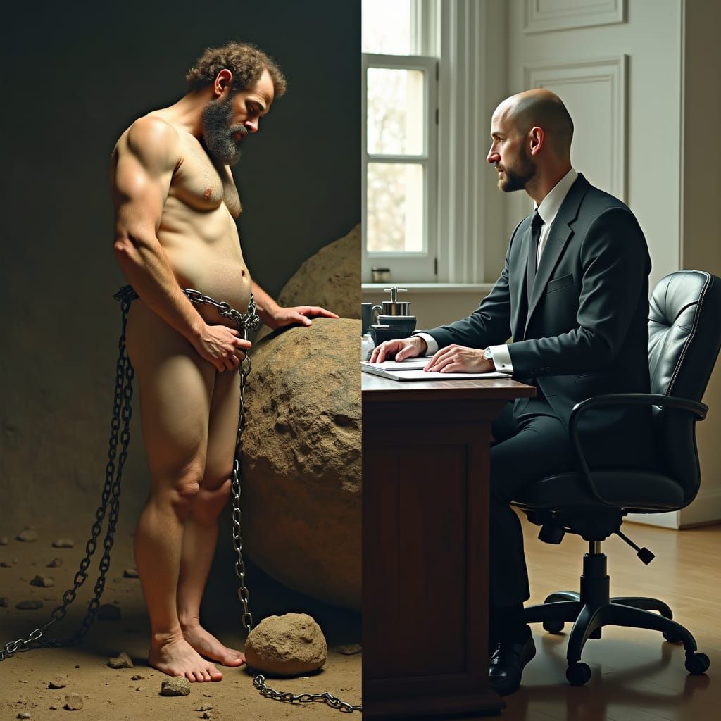 Prometheus: Renaissance vs Digital Art Split Screen