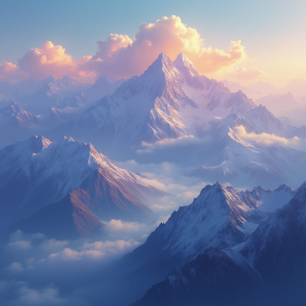 Majestic Himalayan Peaks in Pastel Hues