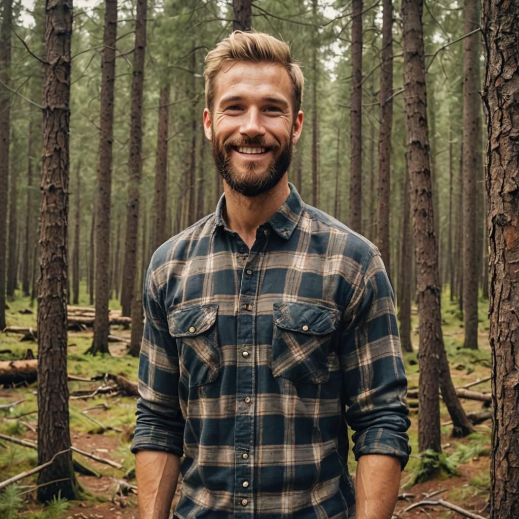 Handsome man in the forest