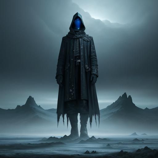 Ethereal Nomad on Icy Plain in Surrealist Style