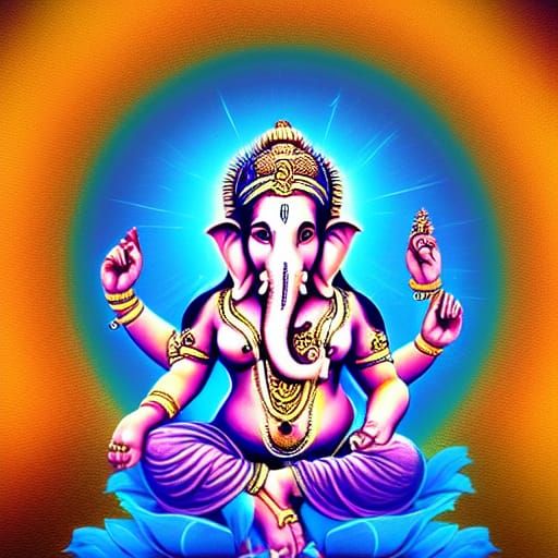 Ganesh in Meditation: Holographic Cosmic Illustration