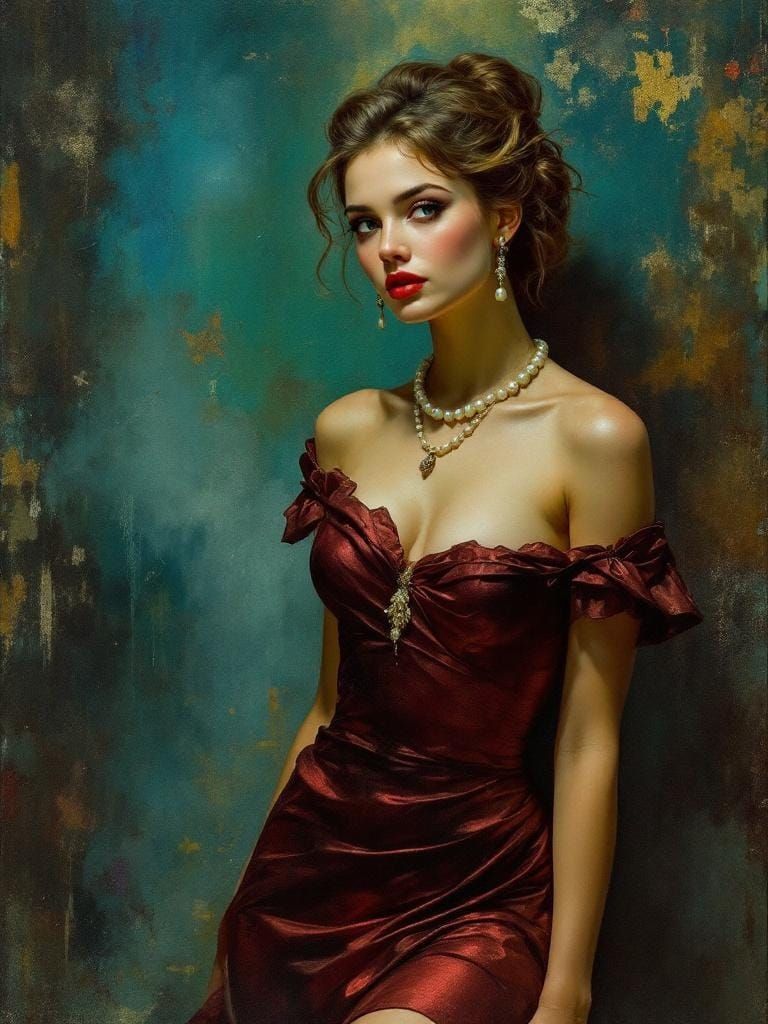 Italian Pin-Up in Art Nouveau Style