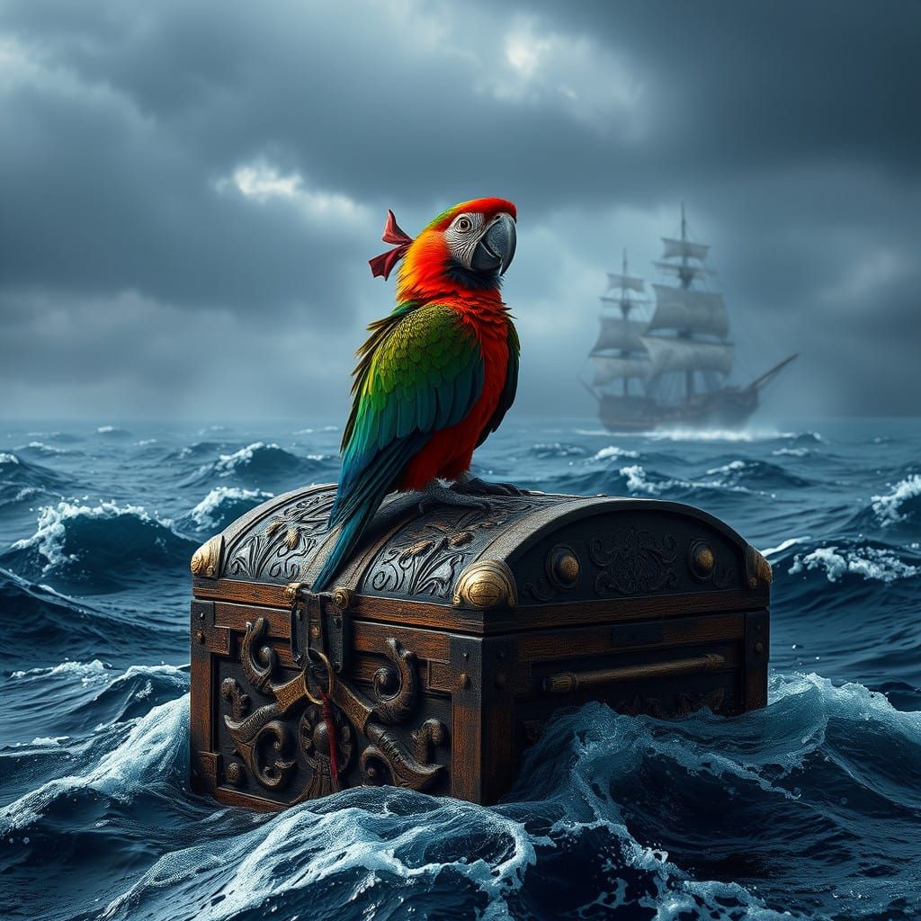 Stormy Pirate Seascape in Vibrant Fantasy Style