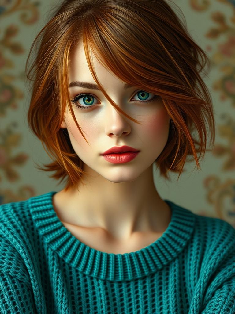 Auburn-Haired Beauty in Art Nouveau Style