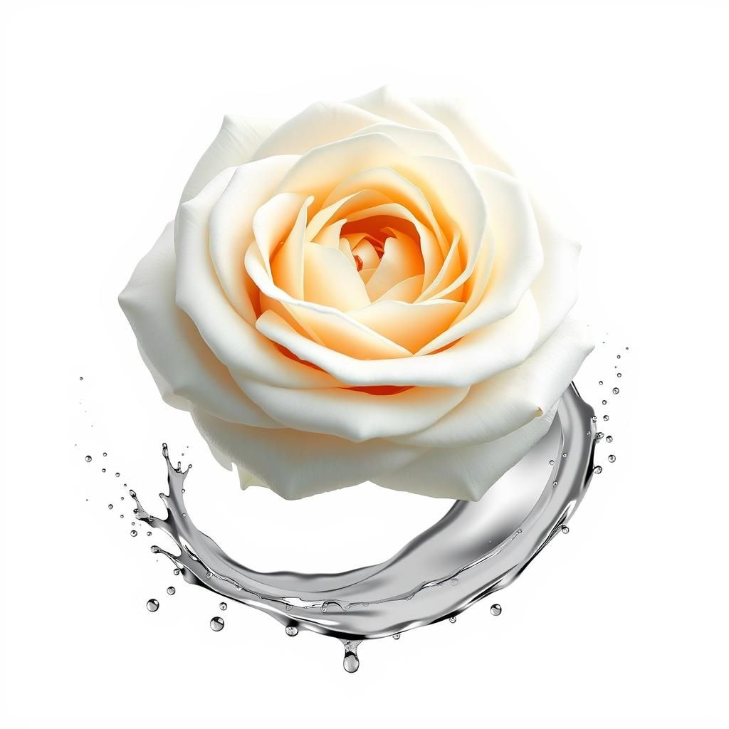 White Rose with Silver Splash: 3D Matte Painting