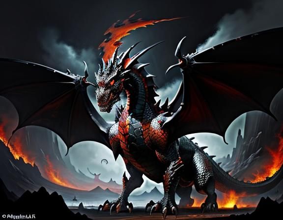 Dragon in Style of Dynamic Fantasy Art