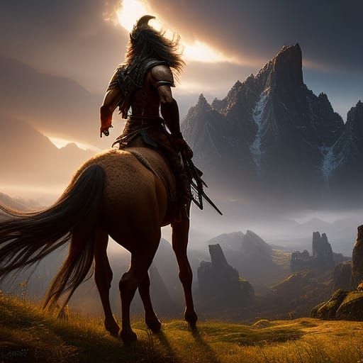 Elven Chiron Centaur: Dark Fantasy Concept Art