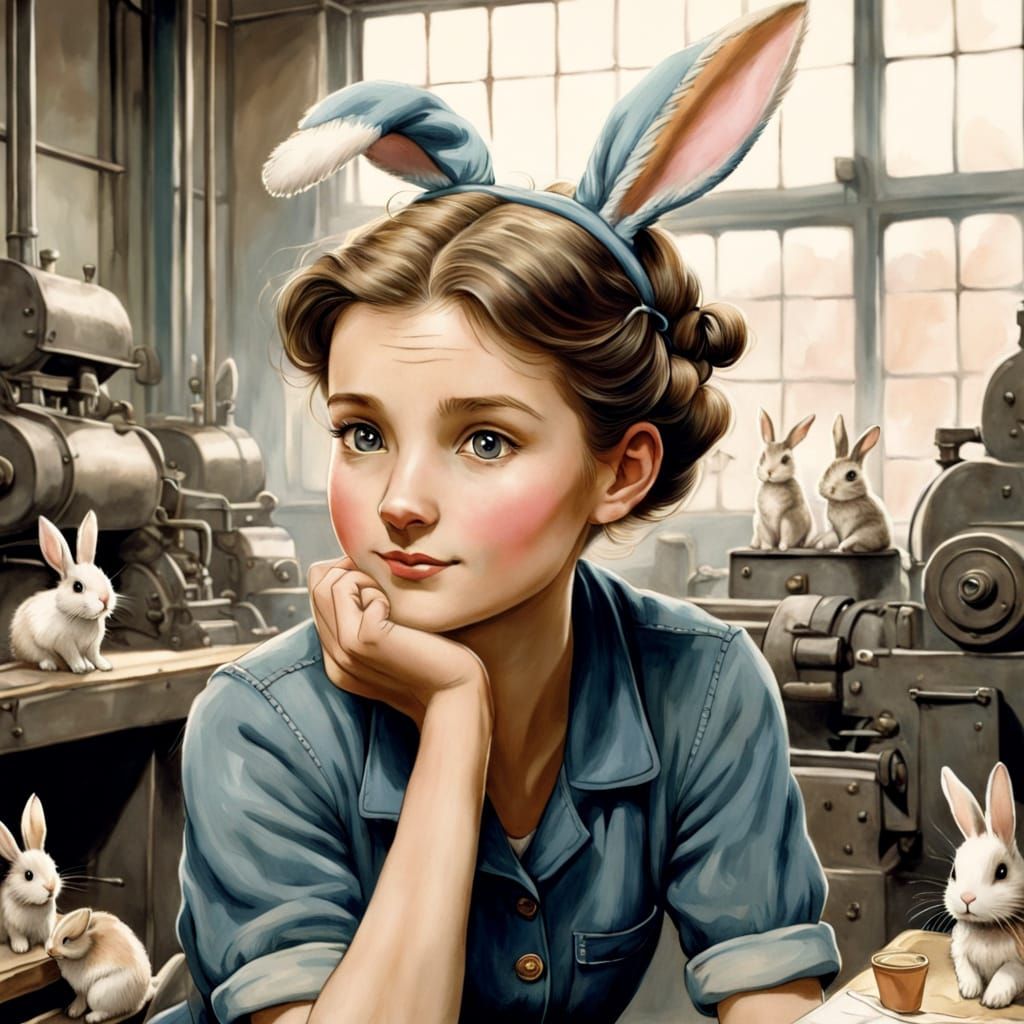 Rosie the Riveter in Whimsical Watercolor