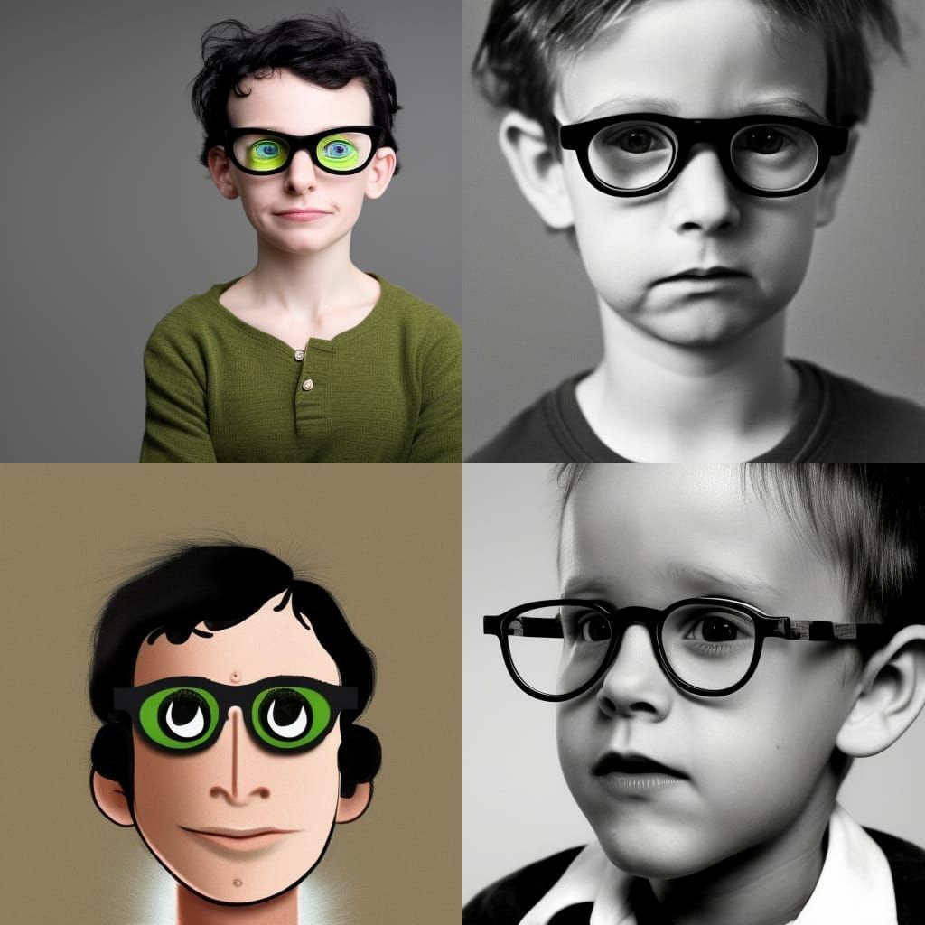 Young Boy with Scar and Glasses Portrait