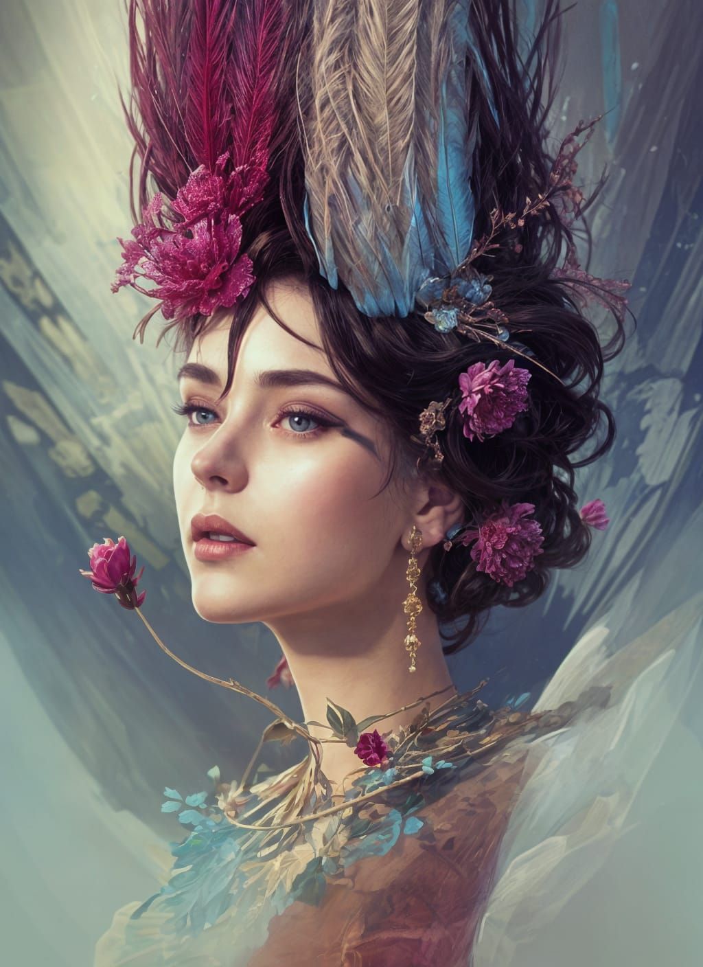 Empress with Feathers, Flowers, and Jewels