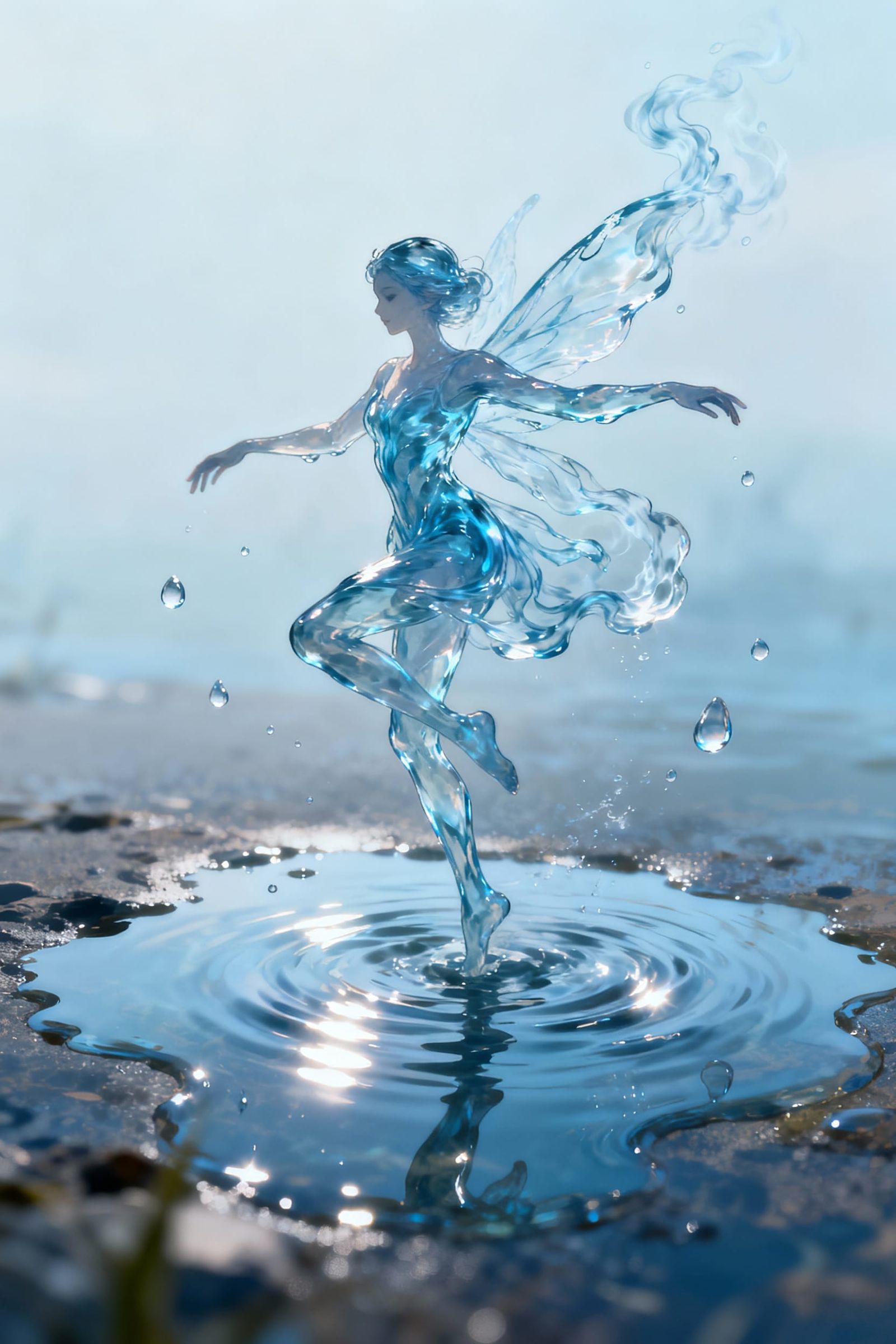 Water Fairy Dancing in Puddle