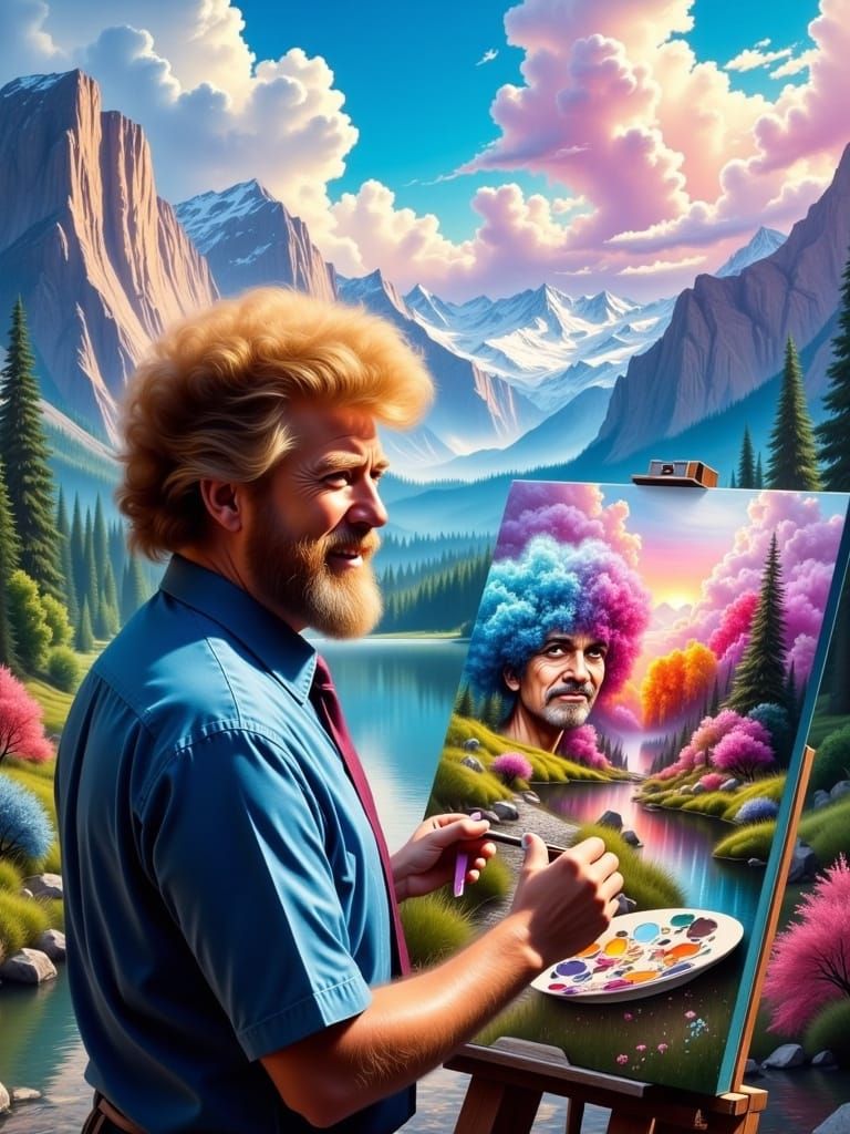 Donald Trump Paints Happy Little Tears in Whimsical Bob Ross...