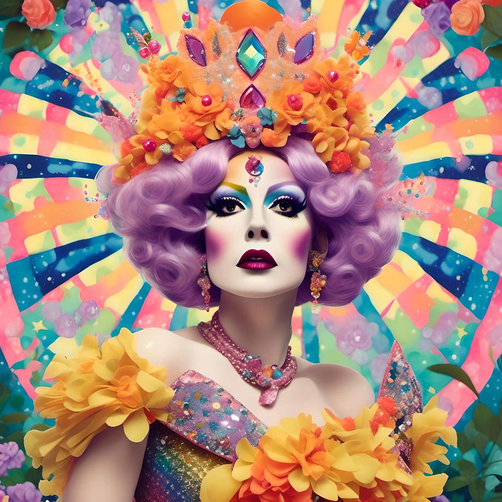 Psychedelic Pop Surrealism Portrait of a Drag Queen