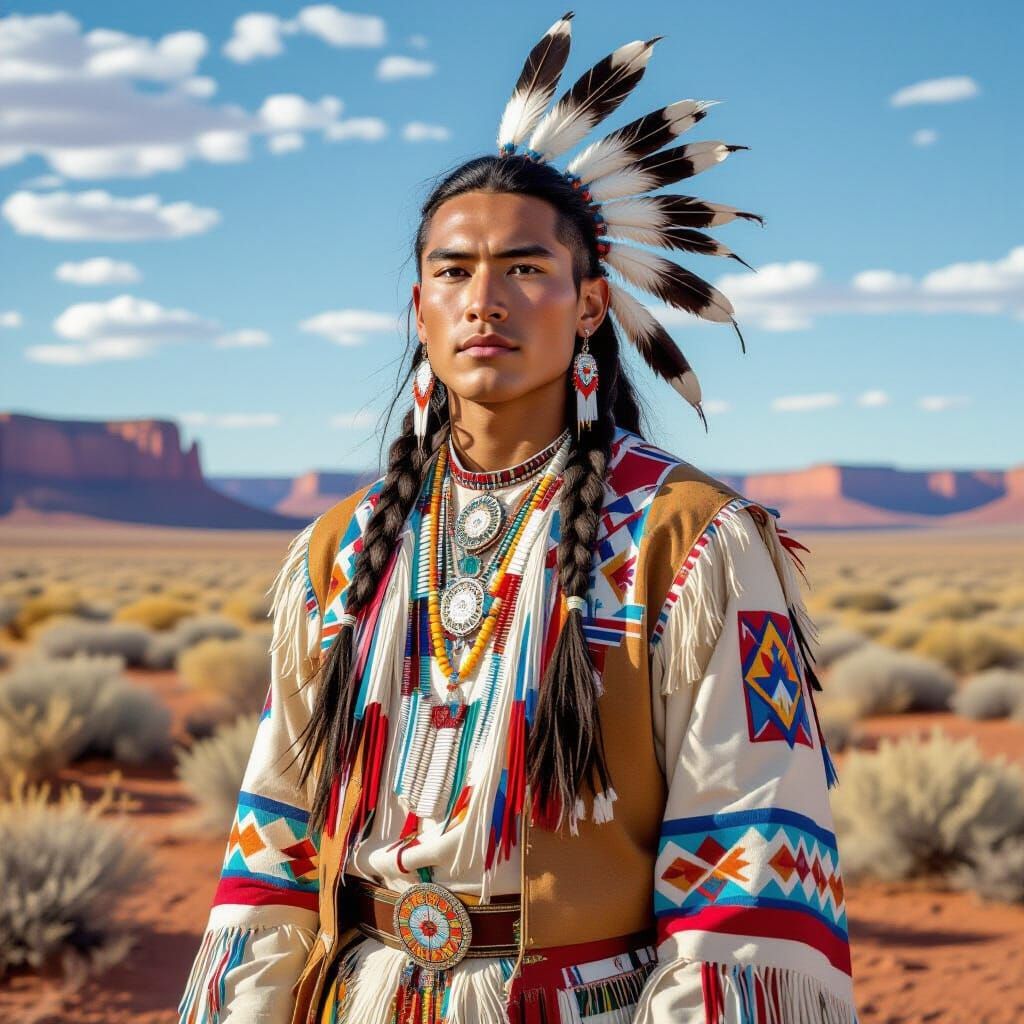 Navajo Two-Spirit Youth in Desert Landscape