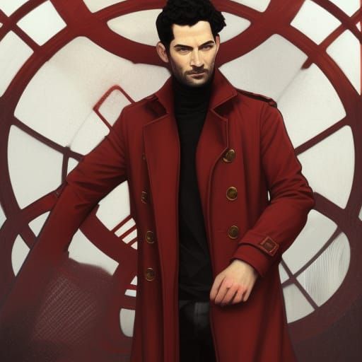 Trench Coat Figure Before Tardis, Hyperdetailed Art