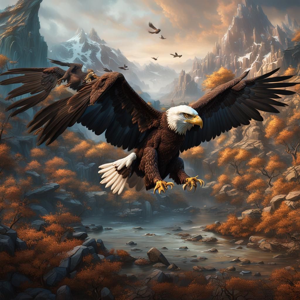 Eagles in Detailed Matte Painting