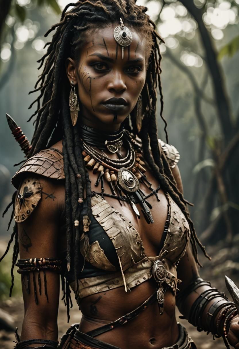 Fierce Young Voodoo Warrior's Gaze