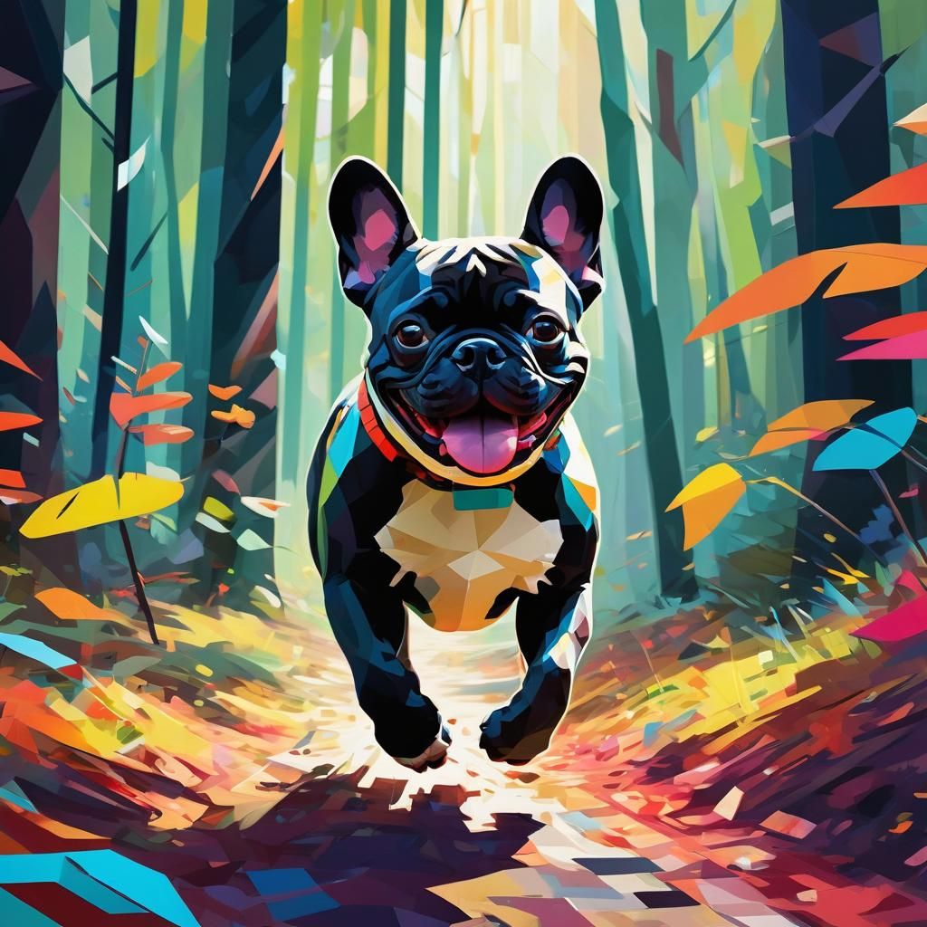 Boy and Dog in Pop Art Style Forest