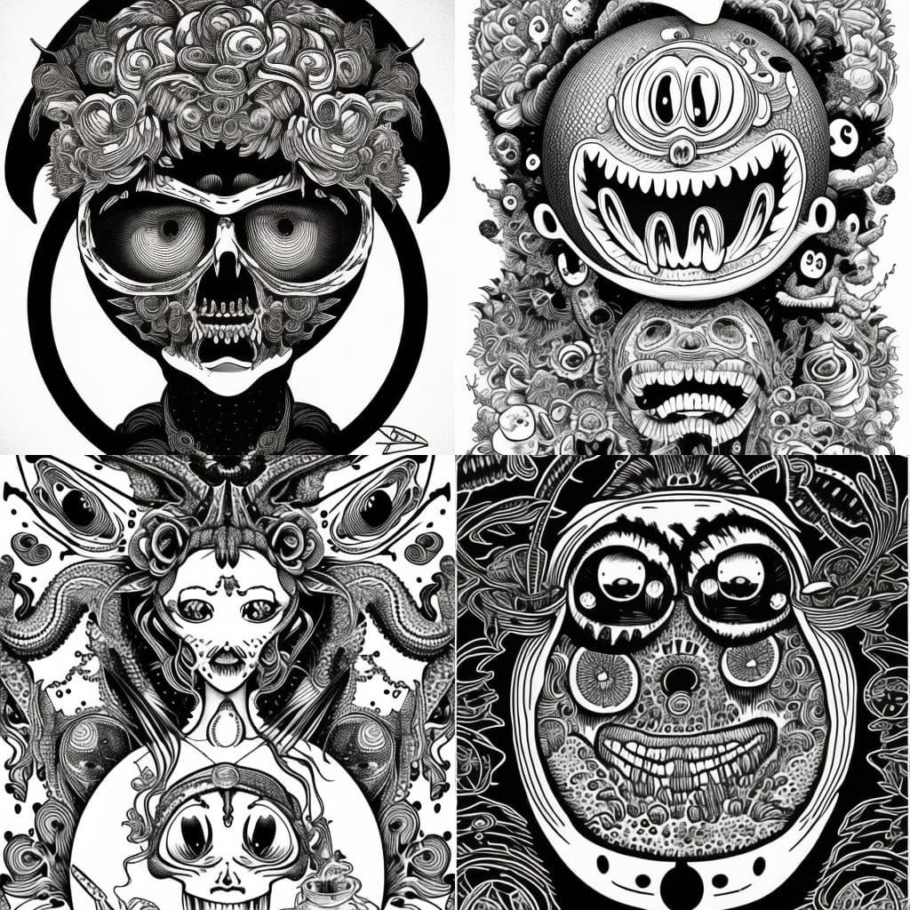 Psychedelic Alien DJ Portrait in Dark Fantasy Style