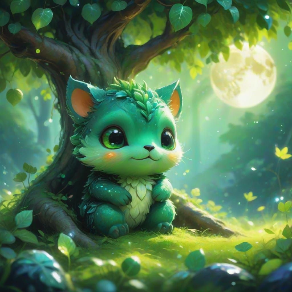 Whimsical Forest Creature in Vibrant Oil Painting Style