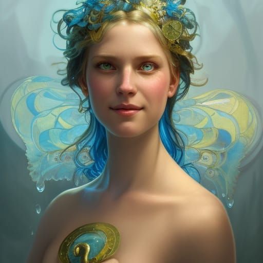 Smiling Water Fairy Portrait in Dynamic Lighting