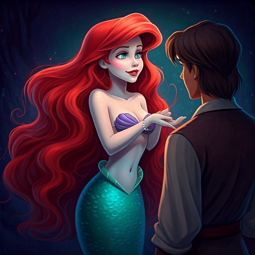 Seductive Mermaid Tempts a Prince in Fantasy Art Style