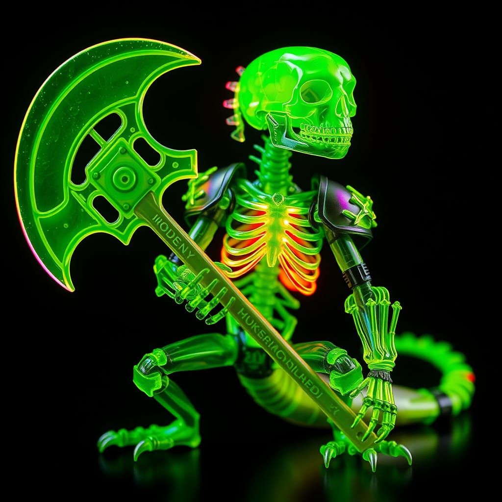 Cyberpunk Lizard Exoskeleton in Neon Armor