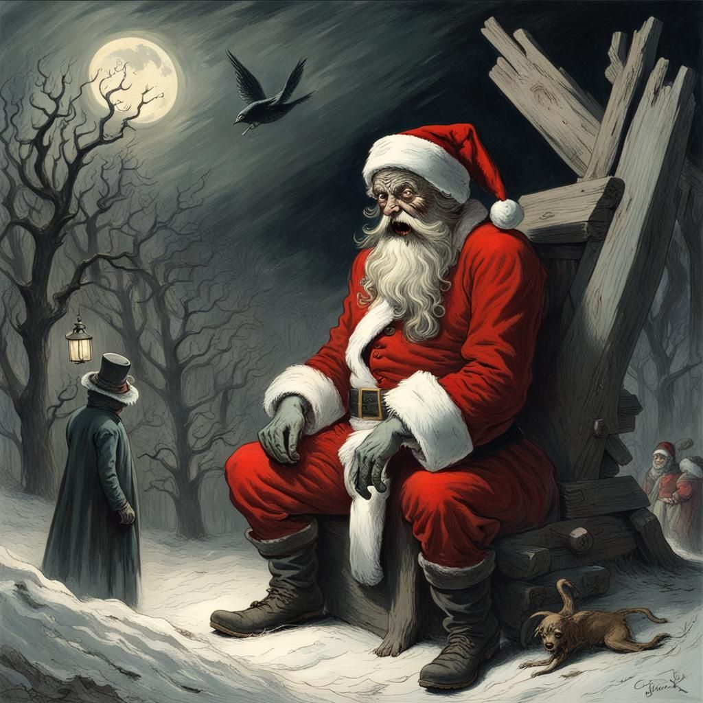Scary Christmas Santa in Horror Style