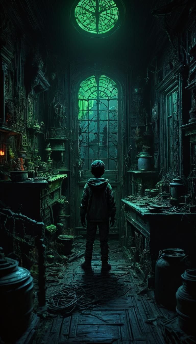 Fluorescent Boy in Dark House: Sinister Concept Art