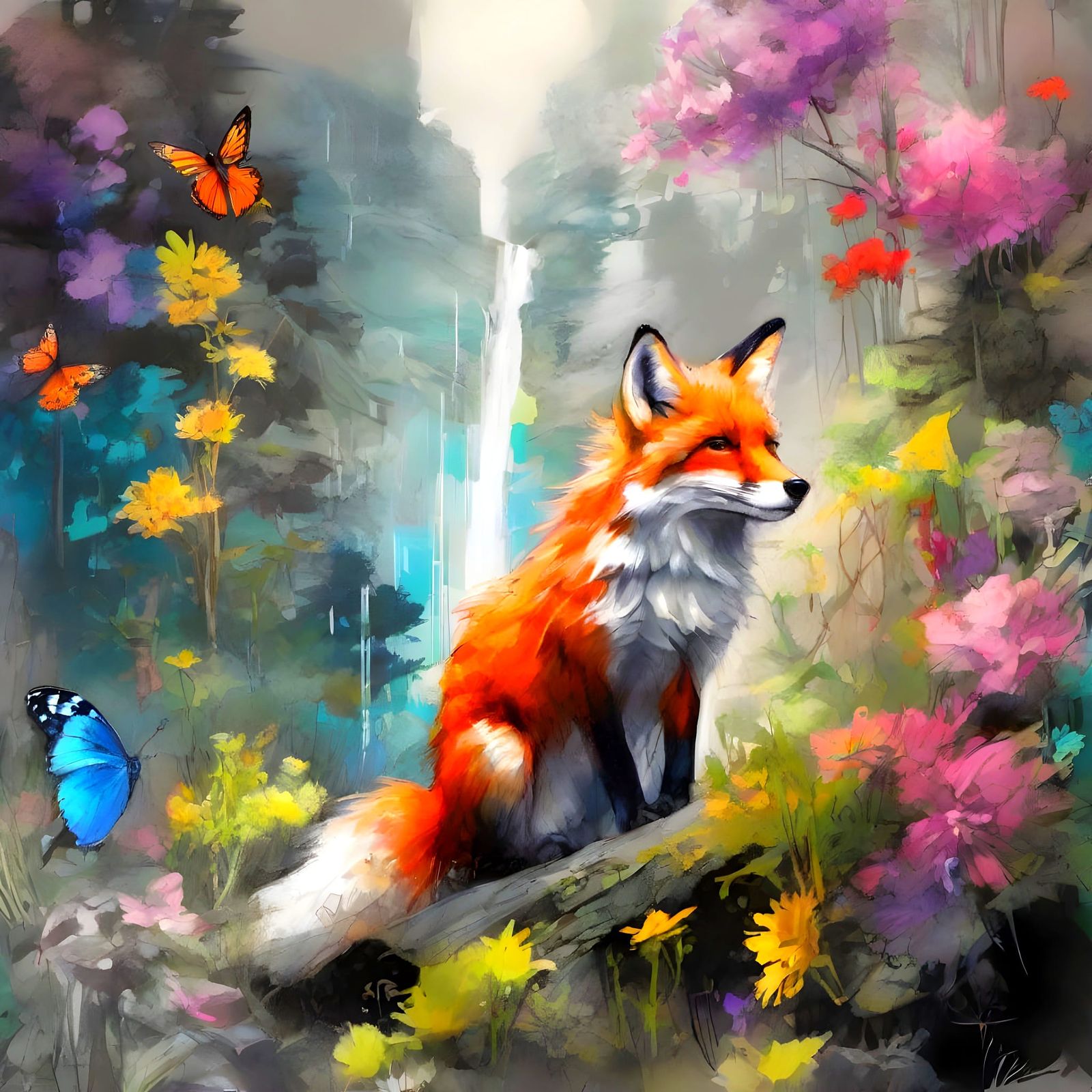 Vibrant Forest Scene in Epic Fantasy Style