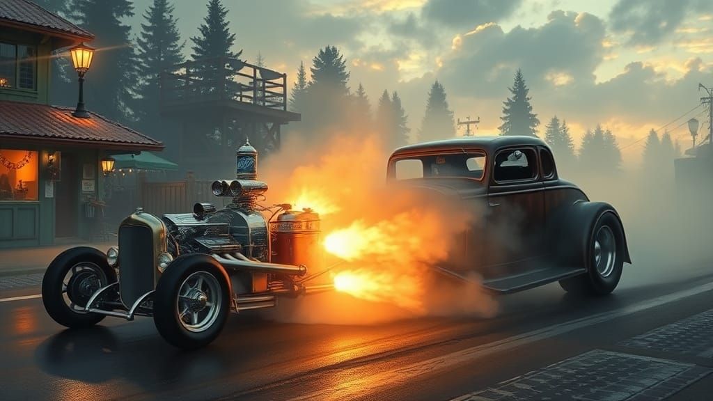 Fantasy Gasser Hot Rod in Ethereal Style