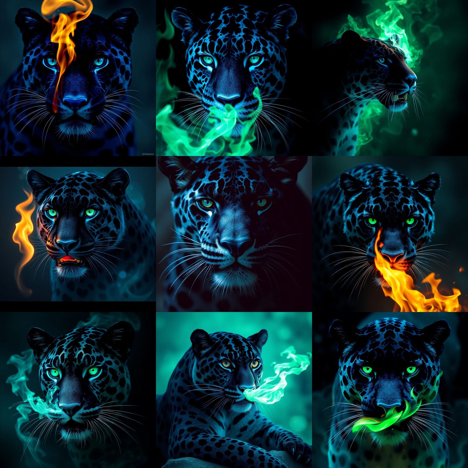 Blue Jaguar in City of Light: Surreal AI Art