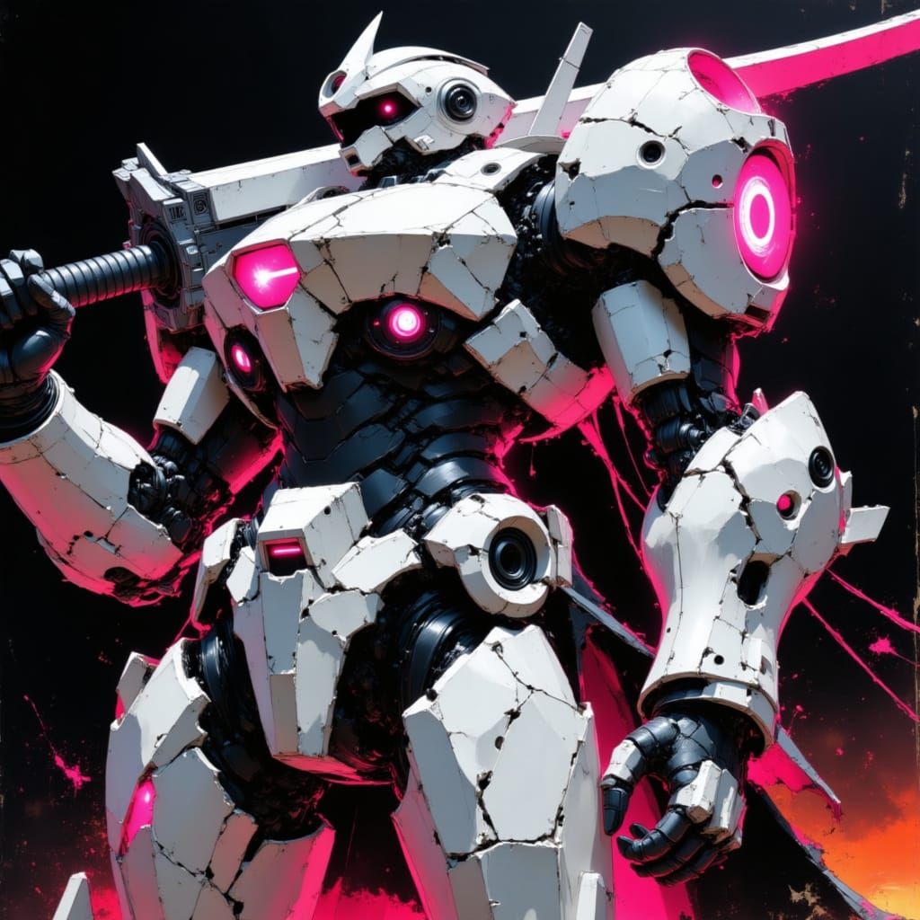 Anime stylized mecha warrior