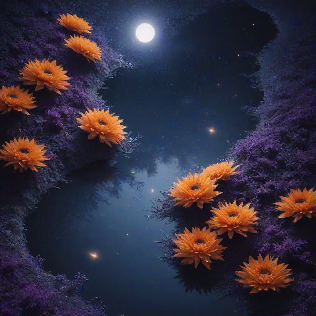 Mystical River to Parallel Universe Under Black Sun