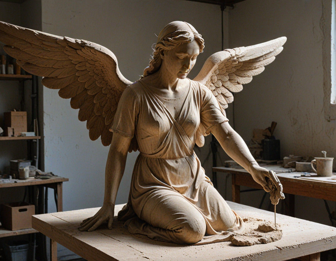 An angel grows from the clay