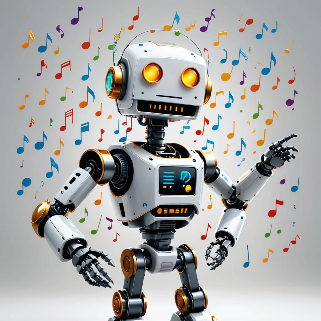 Friendly Robot Singing with Music Notes