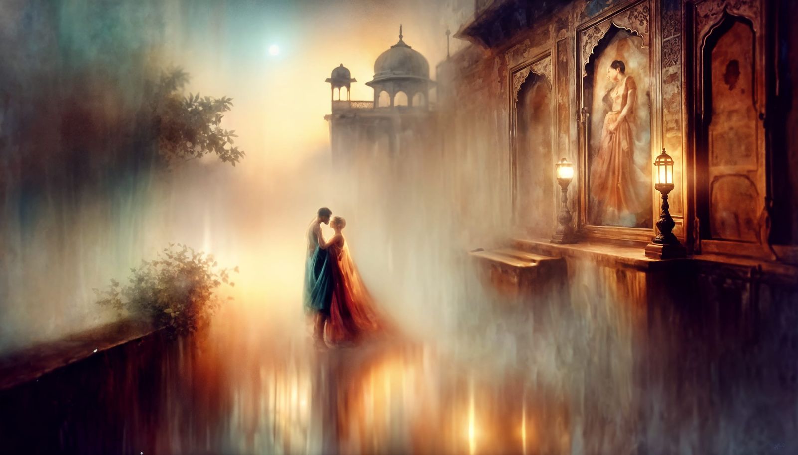 Baroque Kiss in Hazy Indian Garden